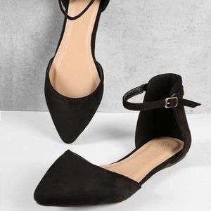 SHEIN Pointed Toe Ankle Strap Dorsay Flats NIB